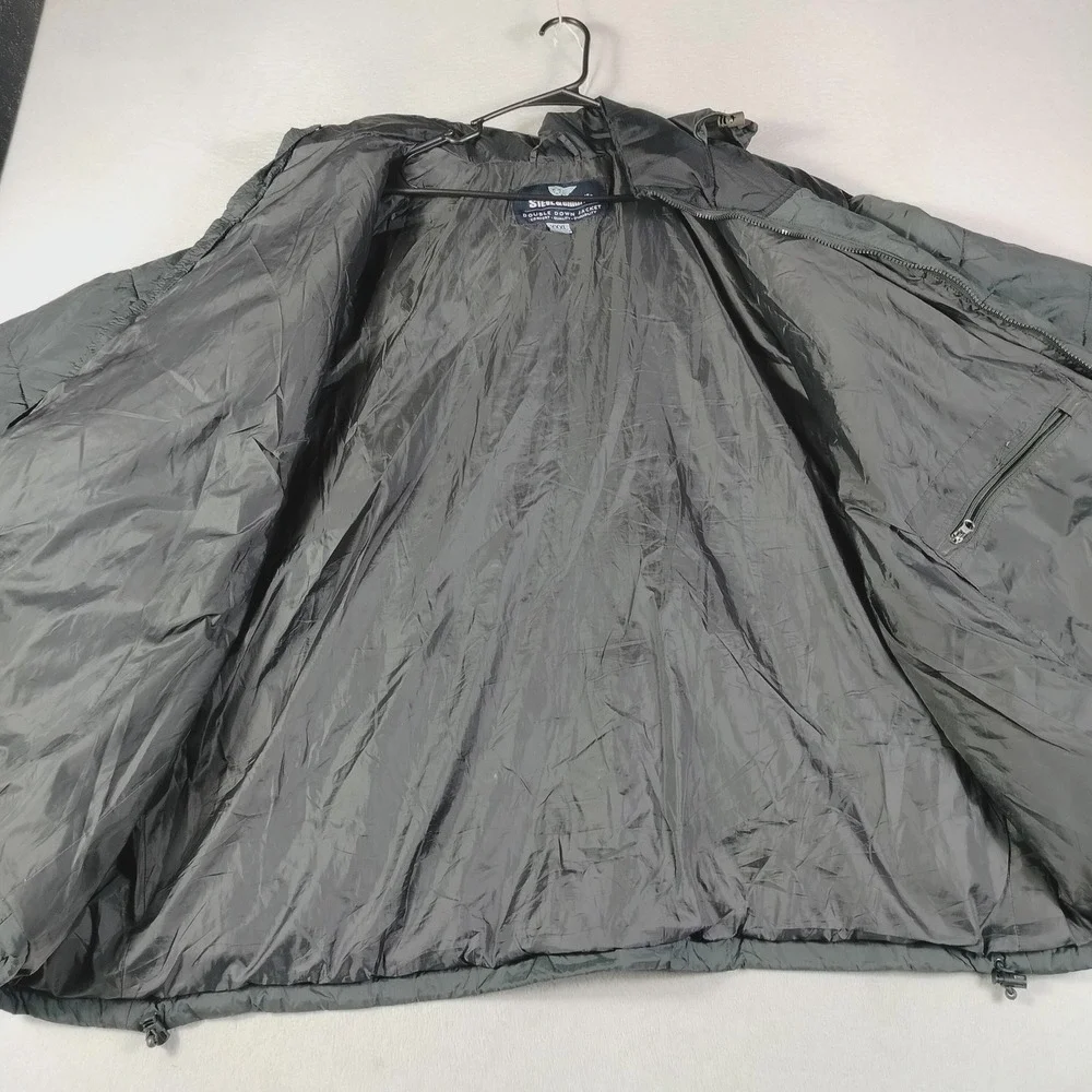 Steve & Barry's Double Down Jacket Mens 3XL Gray Hooded Puffer Winter Insulated